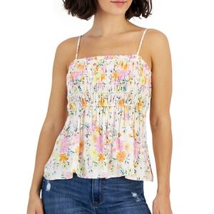 Juniors Planet Gold Ruffled Neck Smocked Camisole Size Medium NWOT